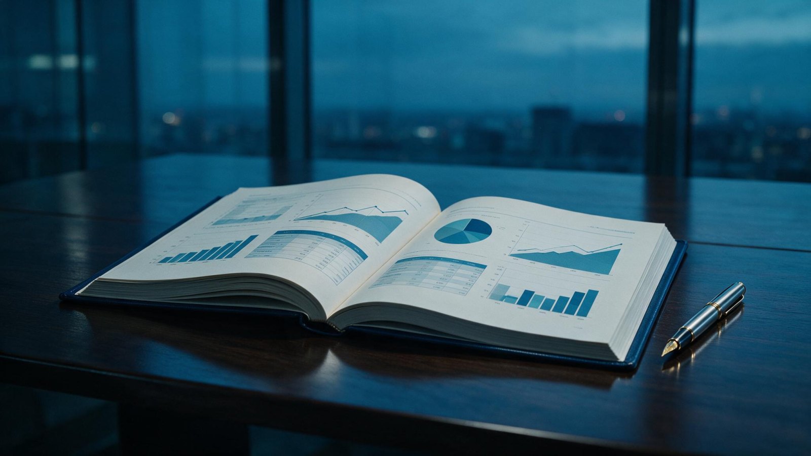 A bound detailed project report on a desk